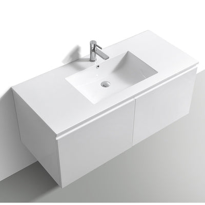 48" gloss white wall mount bathroom vanity