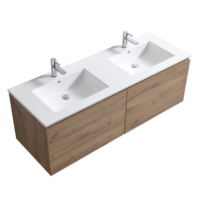 60 inch double sink wall mounted bathroom vanity