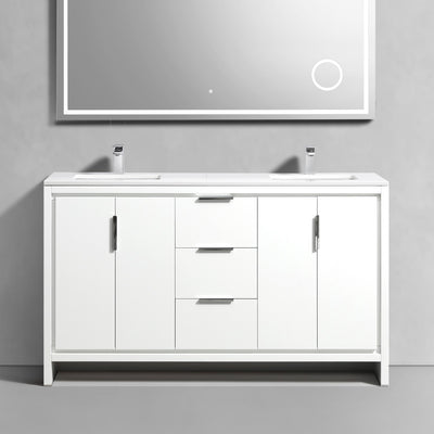 Fendi 60", Remy Bath Premium Collection White Double Sink Bathroom Vanity - FN9860D-GW