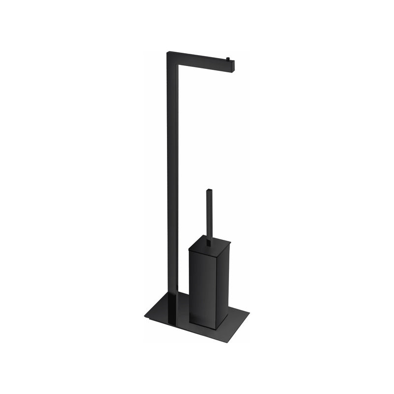Free Standing Matte Black Toilet Paper Holder with Toilet Brush - TBA8217-MB