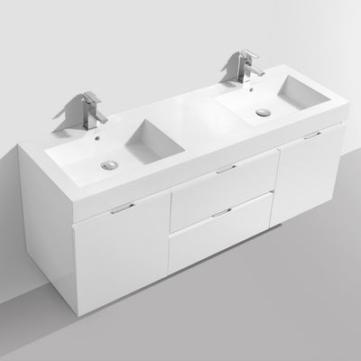 Drake 60", Double Sink Wall Mounted Bathroom Vanity - TGW7690D