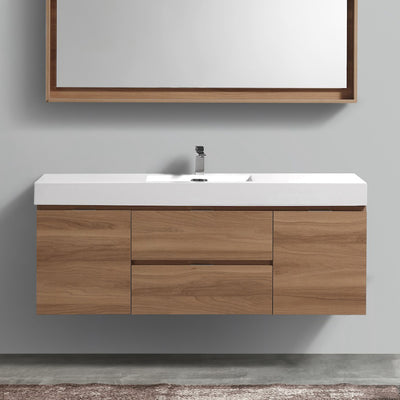 60" single wall mount bathroom vanity