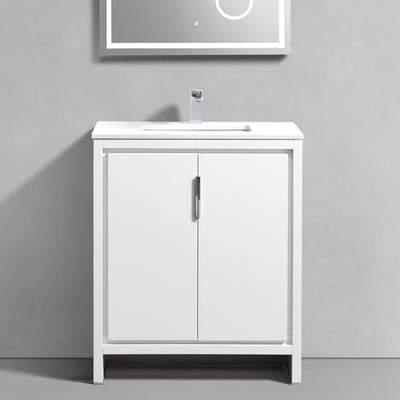 Fendi 30", Remy Bath Premium Collection Gloss White Bathroom Vanity - FN9830-GW