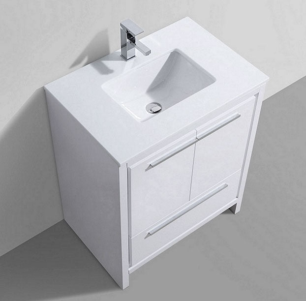 Adriano 30" Gloss White Bathroom Vanity