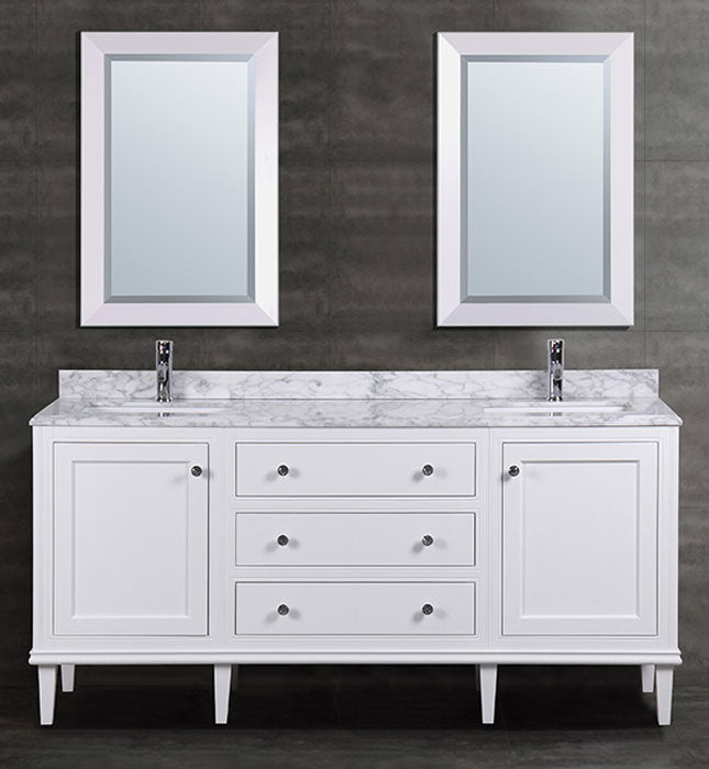 Evelyn 72", White Double Sink Bathroom Vanity - MK84700572-WH