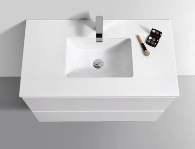 36" Liam Gloss White Wall Mount Bathroom Vanity