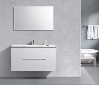 48" Liam Gloss White Wall Mount Bathroom Vanity