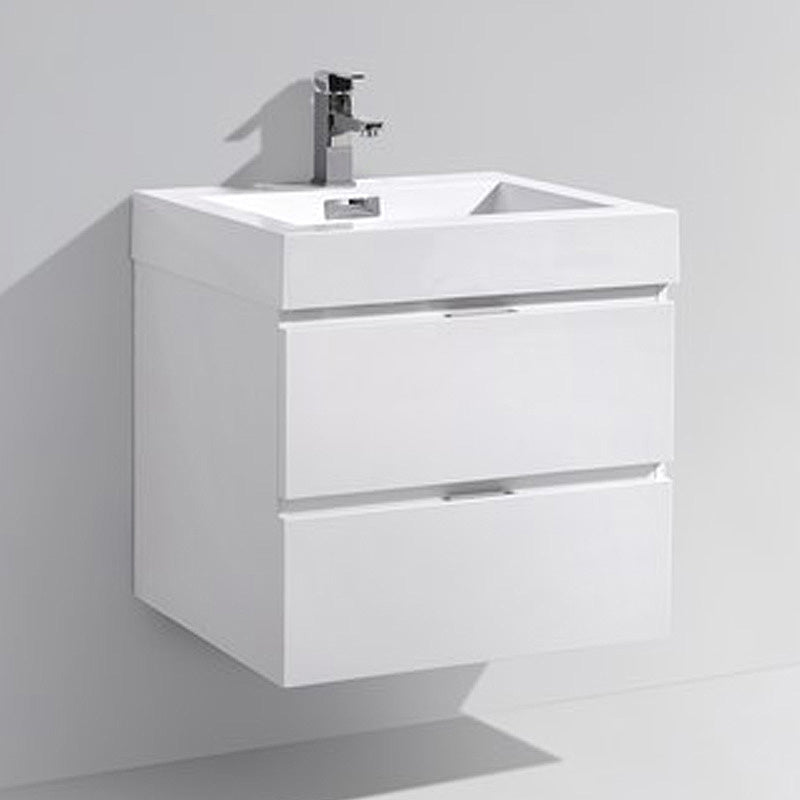 24" Drake Gloss White Wall Mount Bathroom Vanity
