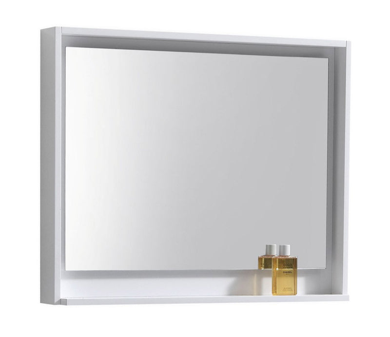 36" Mason Gloss White Mirror with Shelf