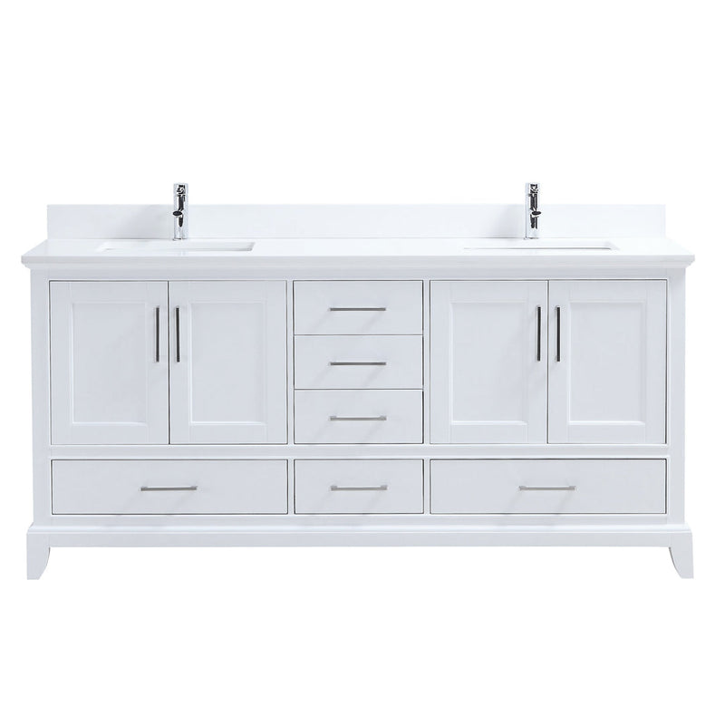 Adele 72", Silk White Premium Double Sink Bathroom Vanity - AD2572D-SW