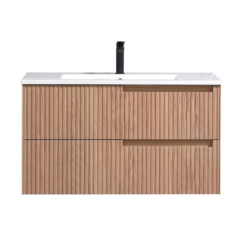 36"Benson Wall Mounted Bathroom Vanity in American Oak