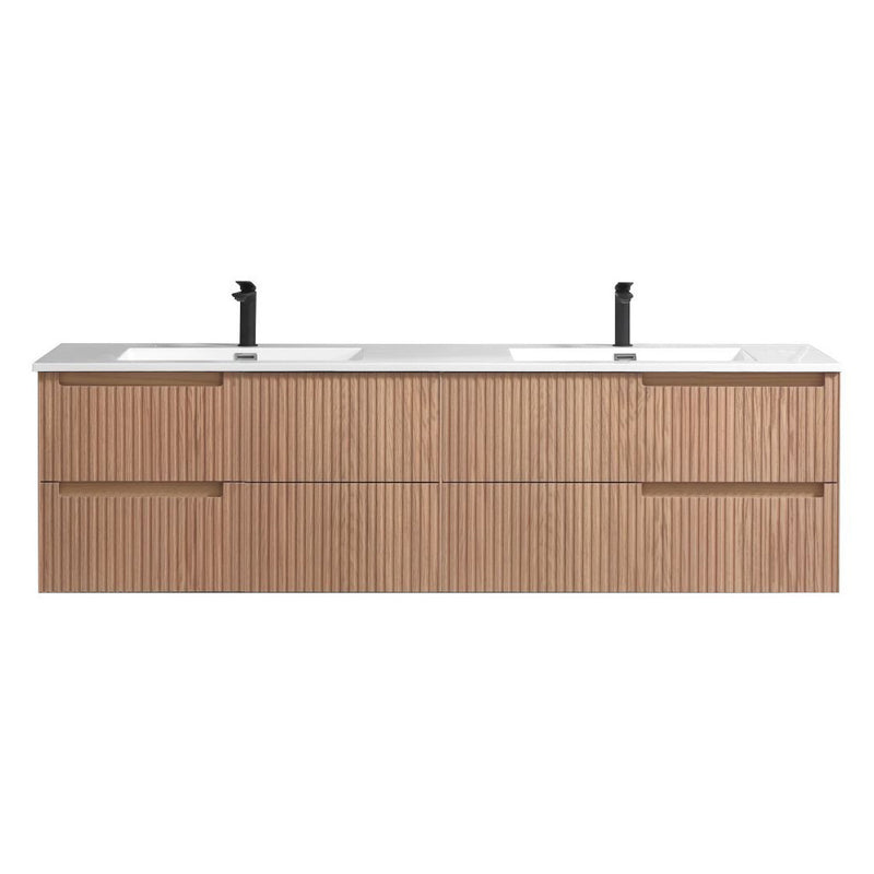 Benson 72" Wall mount bathroom vanity in American Oak Finish