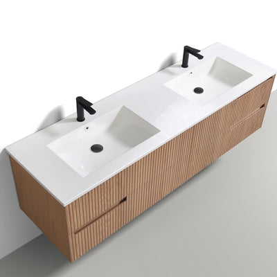 Benson 72", Double Sink Wall Mounted Bathroom Vanity - BE2872D