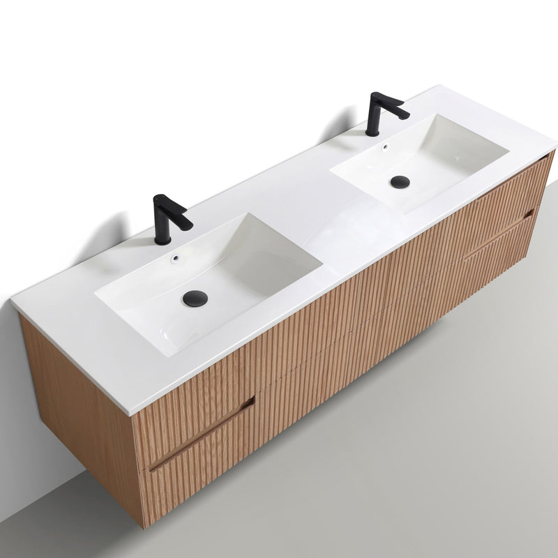 Benson 72", Double Sink Wall Mounted Bathroom Vanity - BE2872D