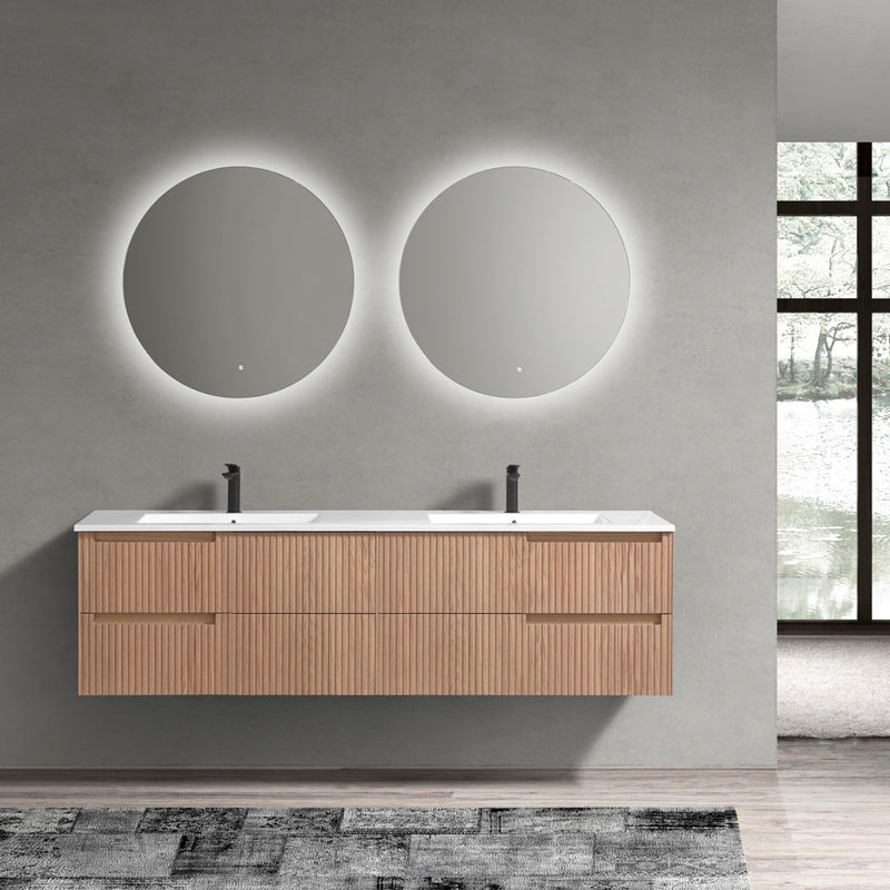 Benson 72", Double Sink Wall Mounted Bathroom Vanity - BE2872D