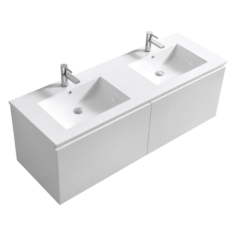 60" double sink wall mount bathroom vanity