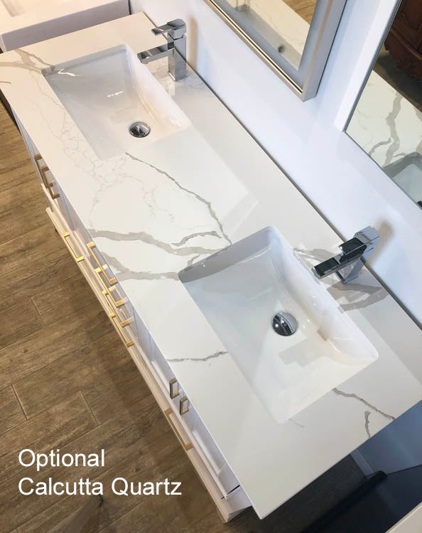 Elle 60", Silk White Remy Bath Premium Collection Double Sink Bathroom Vanity - ML1860D-SW