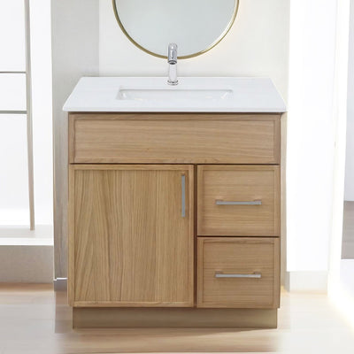 Faro 30" freestanding bathroom vanity in natural oak