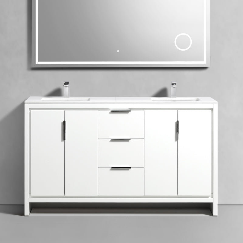 Fendi 60", Remy Bath Premium Collection White Double Sink Bathroom Vanity - FN9860D-GW