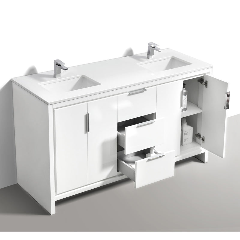 Fendi 60", Remy Bath Premium Collection White Double Sink Bathroom Vanity - FN9860D-GW