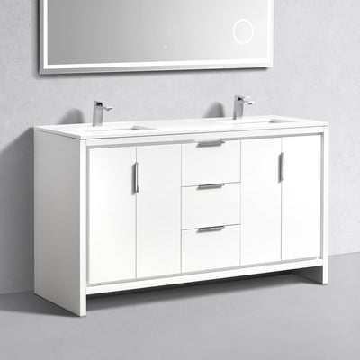 Fendi 60", Remy Bath Premium Collection White Double Sink Bathroom Vanity - FN9860D-GW