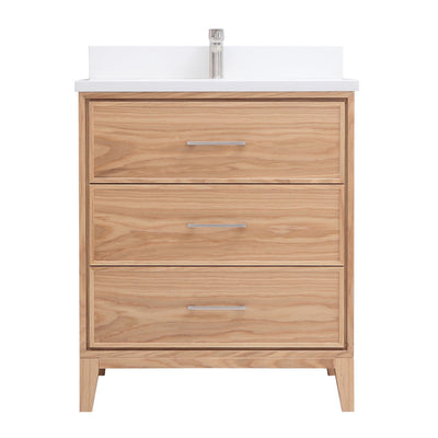 Distressed light oak bathroom vanity