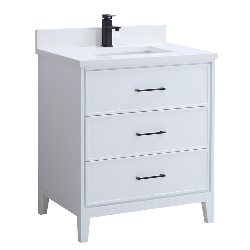 White freestanding 30 inch bathroom vanity