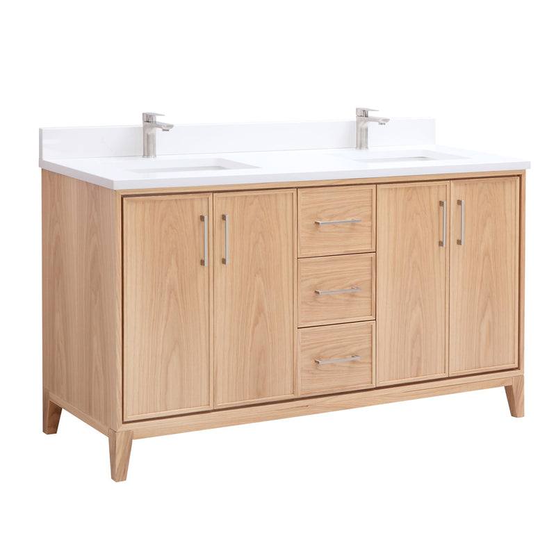 London 60", Distressed Light Oak Remy Bath Premium Collection Bathroom Vanity - LD3060D