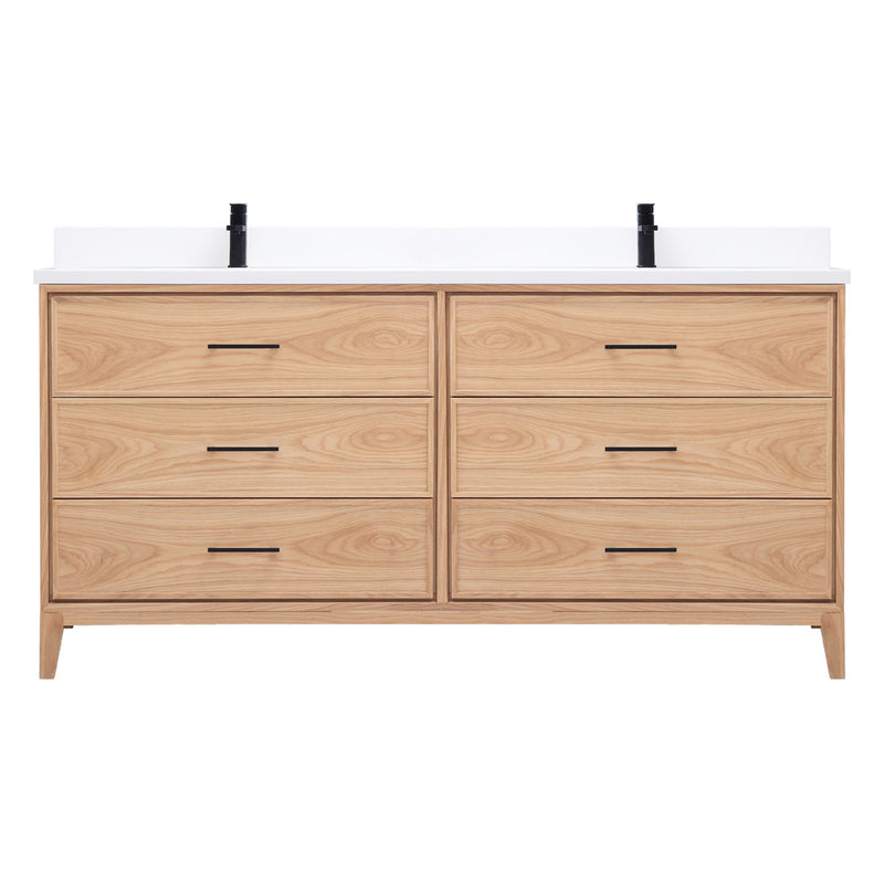 72" Distressed Light oak double sink bathroom vanity