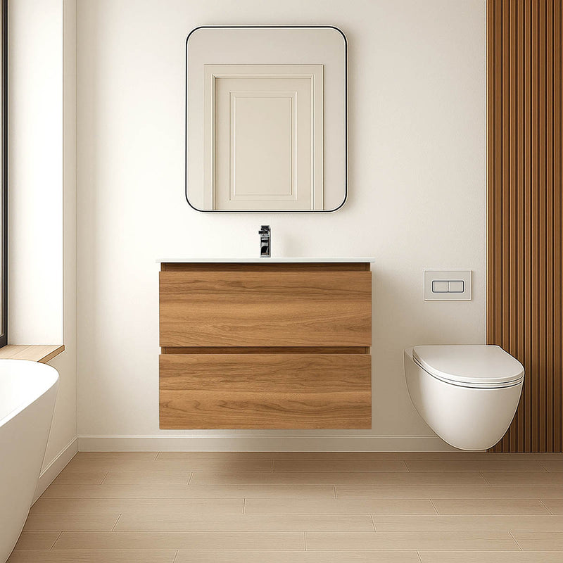 Liam 30", Wall Mount Bathroom Vanity with White Quartz Top - LM1030