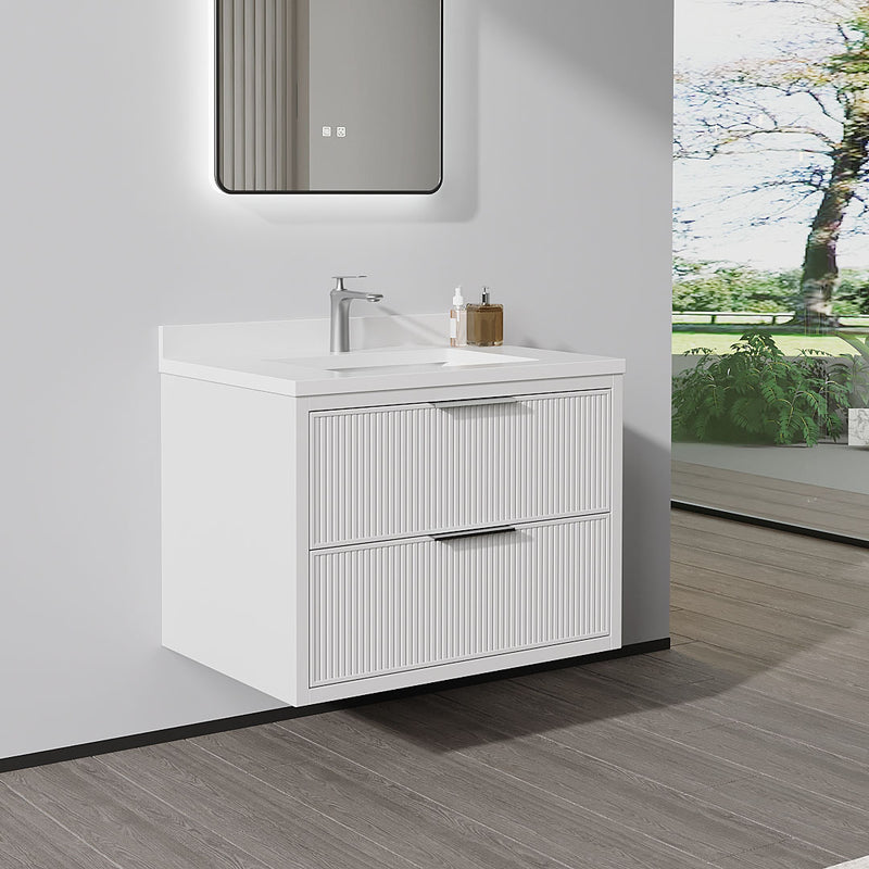 Monaco 30", Silk White Wall Mount Premium Collection Bathroom Vanity - MC2730-SW