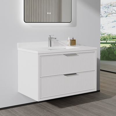 Monaco 36", Silk White Wall Mount Premium Collection Bathroom Vanity - MC2736-SW