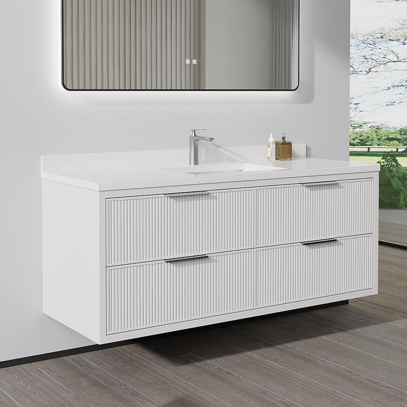 Monaco 48", Silk White Wall Mount Premium Collection Bathroom Vanity - MC2748-SW