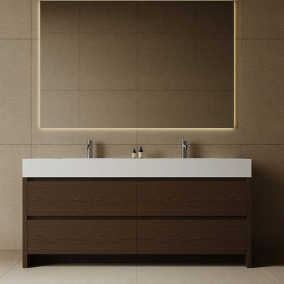 72" Zena free standing double sink bathroom vanity in dark walnut