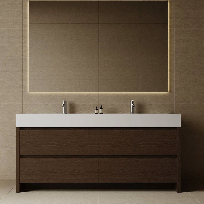 72" Zena free standing double sink bathroom vanity in dark walnut