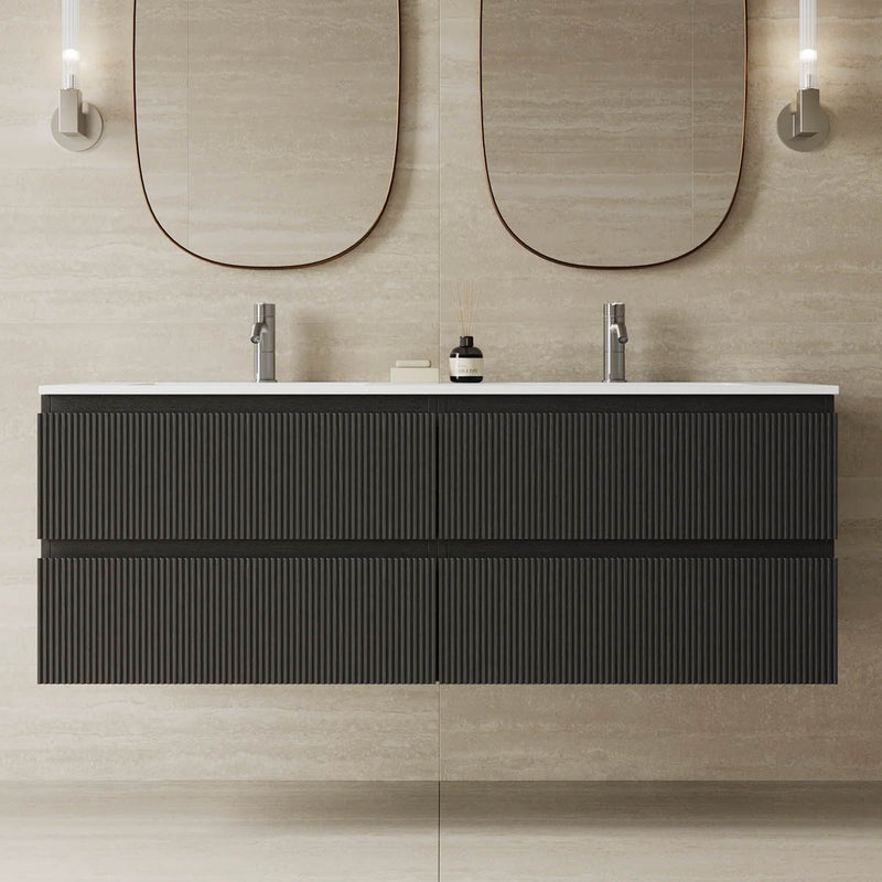 Dante 59", Double Sink Fluted Wall Mounted Bathroom Vanity - MV719500CH