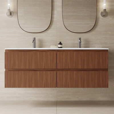 Dante 59", Double Sink Fluted Wall Mounted Bathroom Vanity - MV719500CH