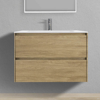 Adriel 30" light oak wall mounted bathroom vanity