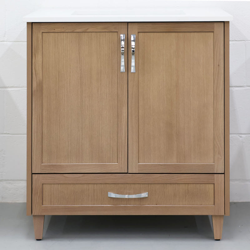 30" Portland natural oak with  2 doors, 1 drawer