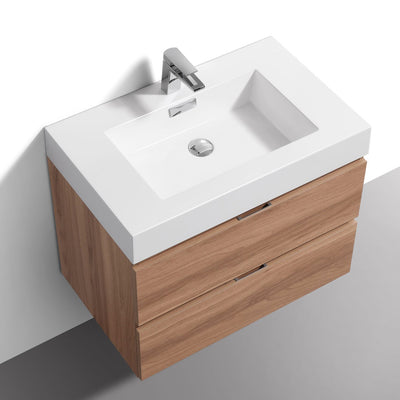 drake 30" Wall mounted bathroom vanity in harvest oak