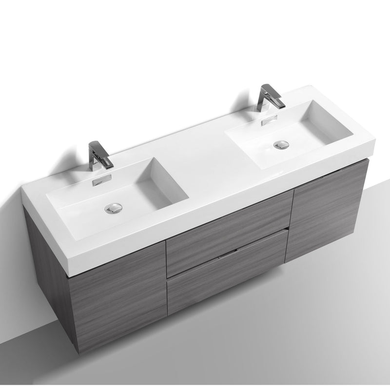 Drake 60", Double Sink Wall Mounted Bathroom Vanity - TGW7690D