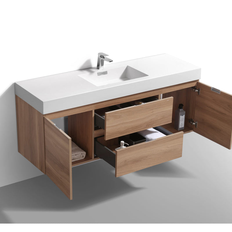 0" Drake single sink harvest oak wall mount bathroom vanity