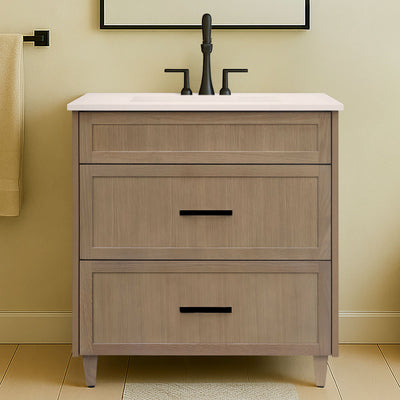 30" Winston bathroom vanity, 2 drawers, matte black hardware