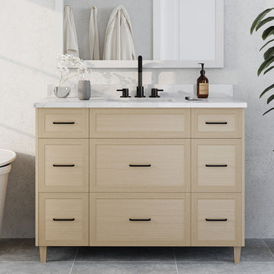 Winston 54" Bathroom vanity in natural oak, drawers