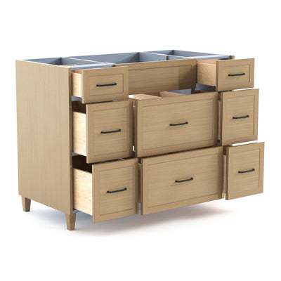 Winston 54" Bathroom vanity in natural oak, open drawers