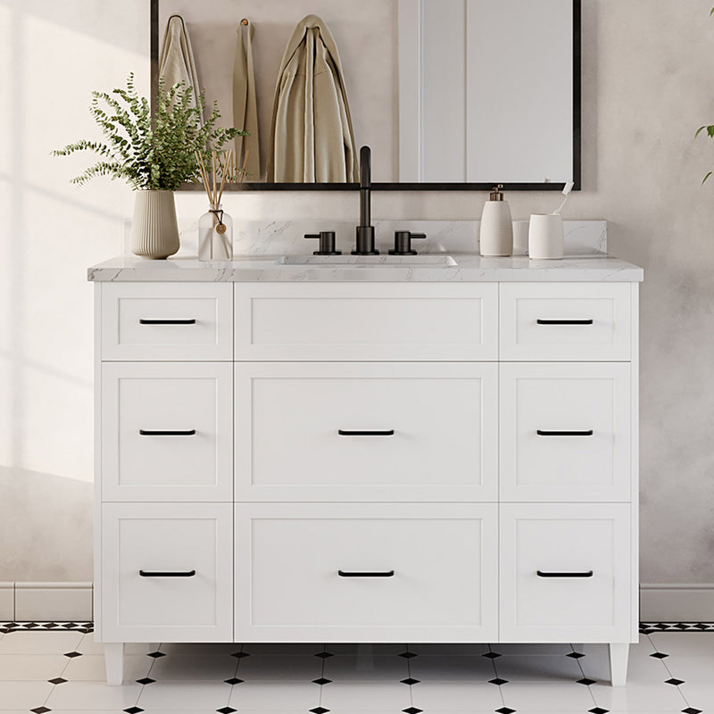 Winston 54" Bathroom vanity in white, drawers