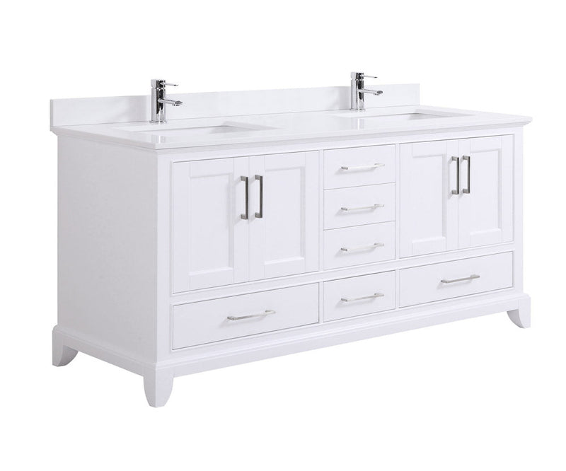 72" Adele Silk White Double Sink Bathroom Vanity