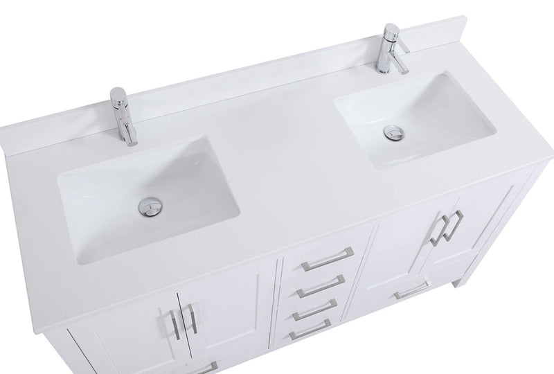 60" Elle Silk White Double Sink Bathroom Vanity