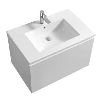 Capri 32" Gloss White wall mounted bathroom vanity