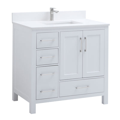 Elle 36", Remy Bath Premium Collection Silk White Bathroom Vanity - ML1836L